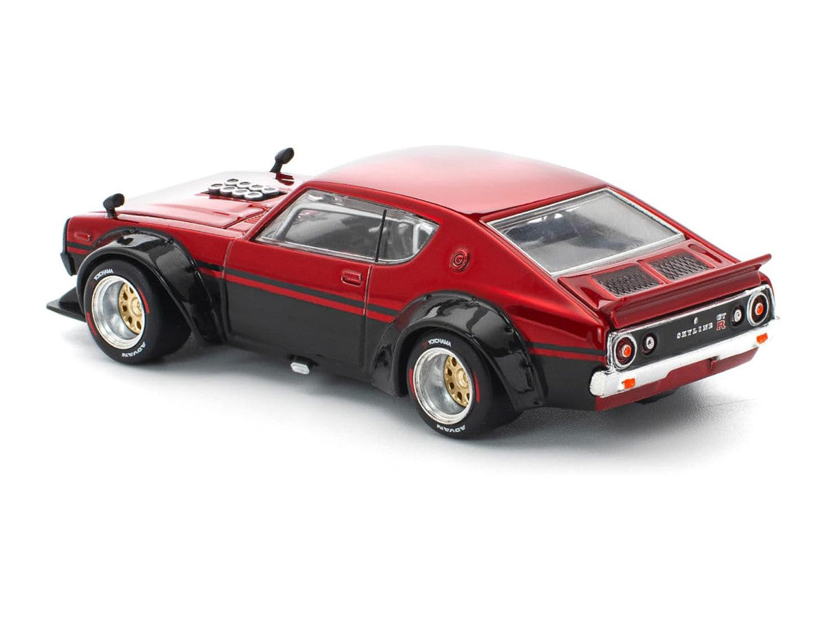 Skyline KPGC110 "Kenmeri" RHD (Right Hand Drive) Red Metallic and Black 1/64 Diecast Model Car by Pop Race LuxuryLifeWay Online Store