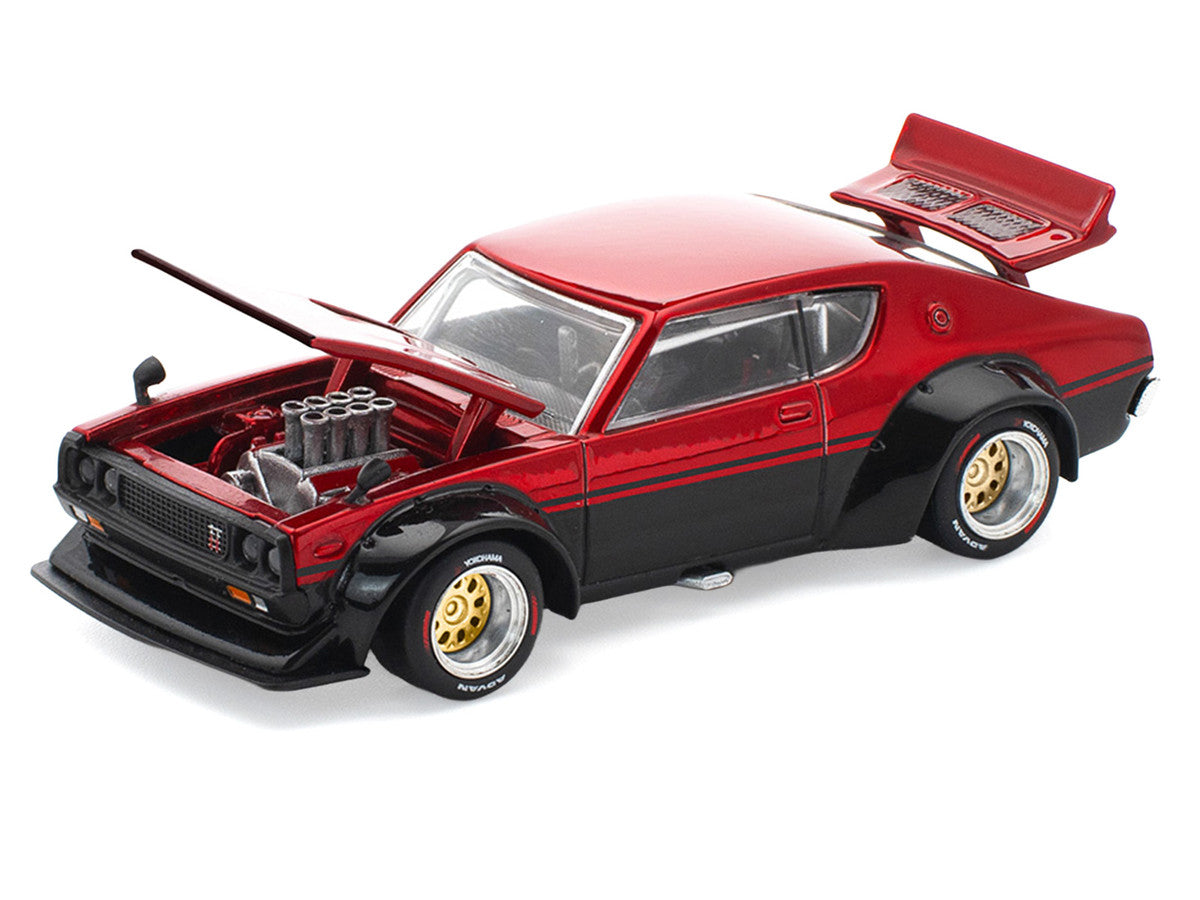 Skyline KPGC110 "Kenmeri" RHD (Right Hand Drive) Red Metallic and Black 1/64 Diecast Model Car by Pop Race LuxuryLifeWay Online Store