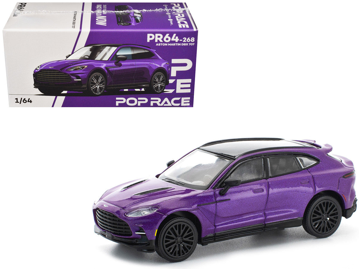 Aston Martin DBX 707 Storm Purple Metallic with Black Top 1/64 Diecast Model Car by Pop Race LuxuryLifeWay Online Store