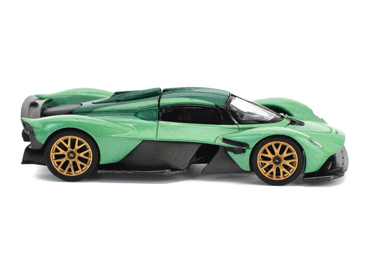 Aston Martin Valkyrie Iridescent Emerald Metallic with Green Carbon Top 1/64 Diecast Model Car by Pop Race LuxuryLifeWay Online Store