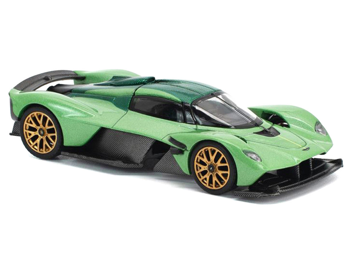 Aston Martin Valkyrie Iridescent Emerald Metallic with Green Carbon Top 1/64 Diecast Model Car by Pop Race LuxuryLifeWay Online Store