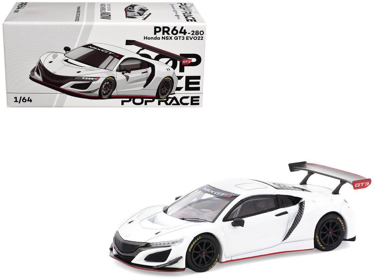 Honda NSX GT3 EVO22 White 1/64 Diecast Model Car by Pop Race LuxuryLifeWay Online Store