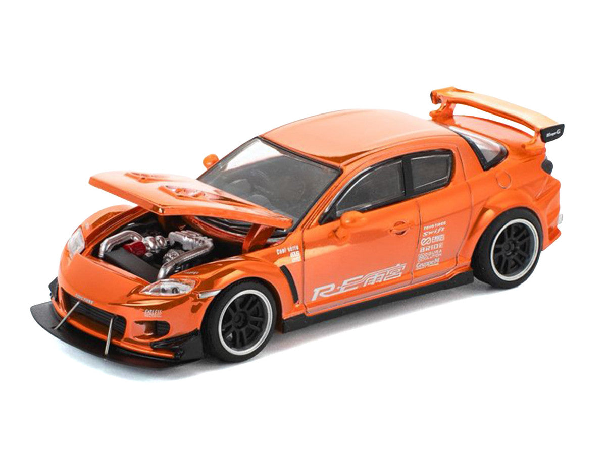 Mazda RX8 RE-Amemiya Widebody RHD (Right Hand Drive) Orange Chrome 1/64 Diecast Model Car by Pop Race LuxuryLifeWay Online Store