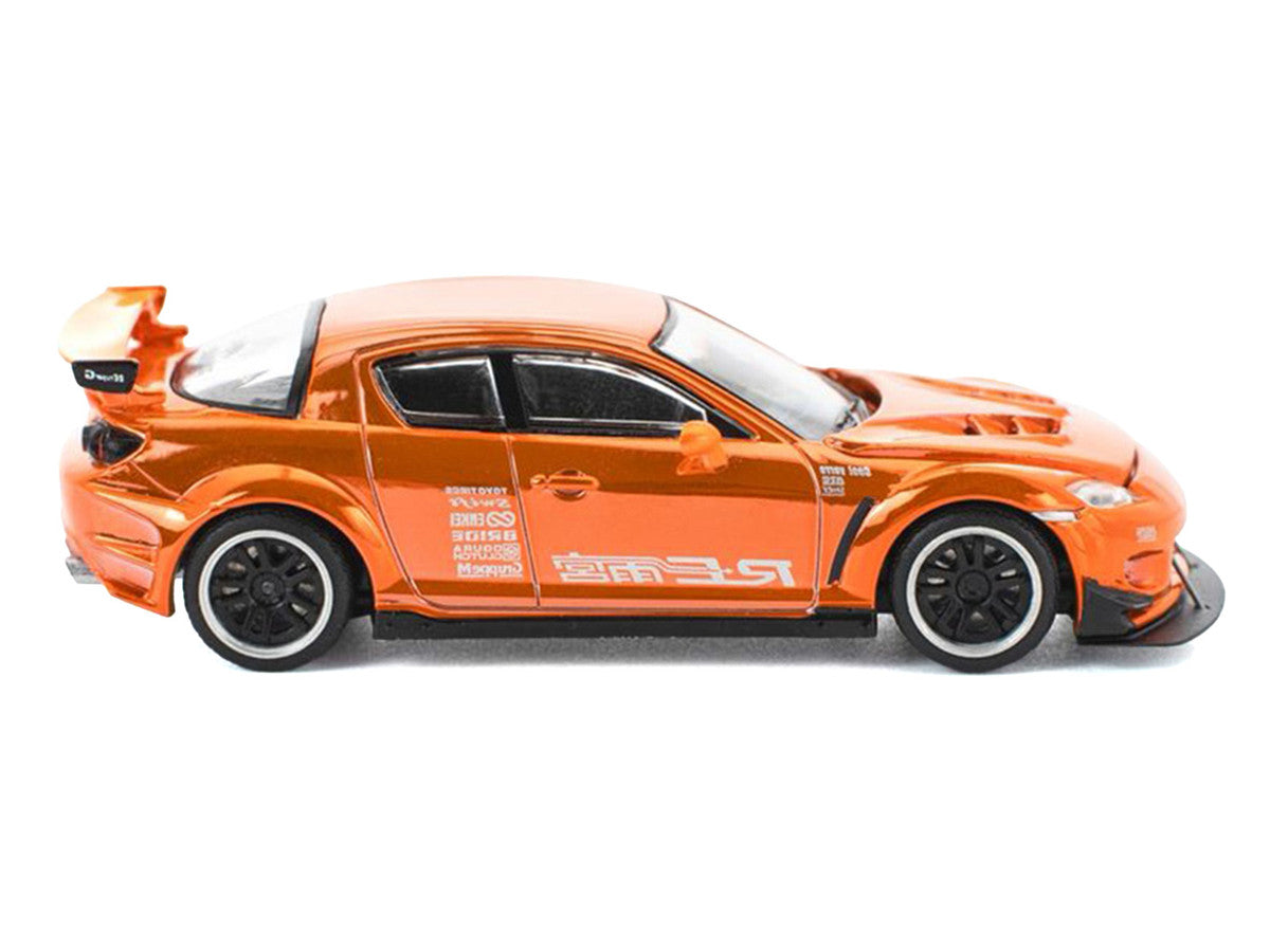 Mazda RX8 RE-Amemiya Widebody RHD (Right Hand Drive) Orange Chrome 1/64 Diecast Model Car by Pop Race LuxuryLifeWay Online Store