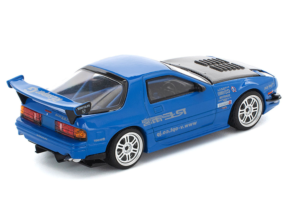 Mazda RX7 (FC3S) RE Amemiya RHD (Right Hand Drive) Blue Metallic with Carbon Hood 1/64 Diecast Model Car by Pop Race LuxuryLifeWay Online Store