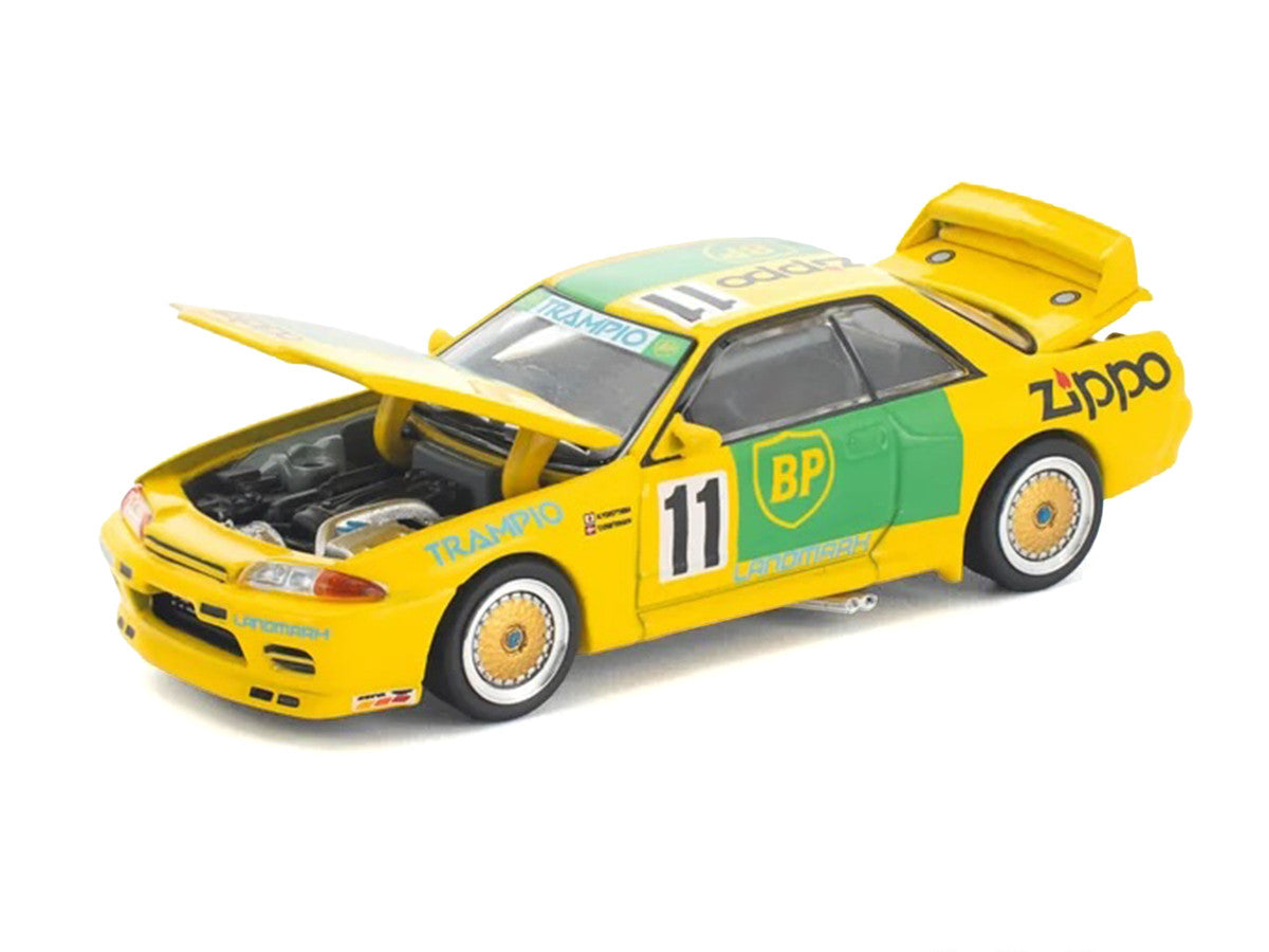 Skyline GT-R R32 RHD (Right Hand Drive) #11 Yellow with Green Graphics "Group A" (1993) 1/64 Diecast Model Car by Pop Race LuxuryLifeWay Online Store