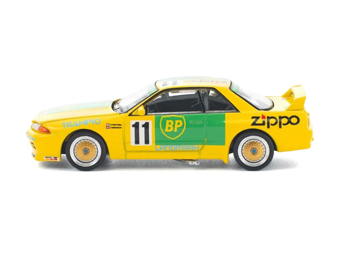 Skyline GT-R R32 RHD (Right Hand Drive) #11 Yellow with Green Graphics "Group A" (1993) 1/64 Diecast Model Car by Pop Race LuxuryLifeWay Online Store