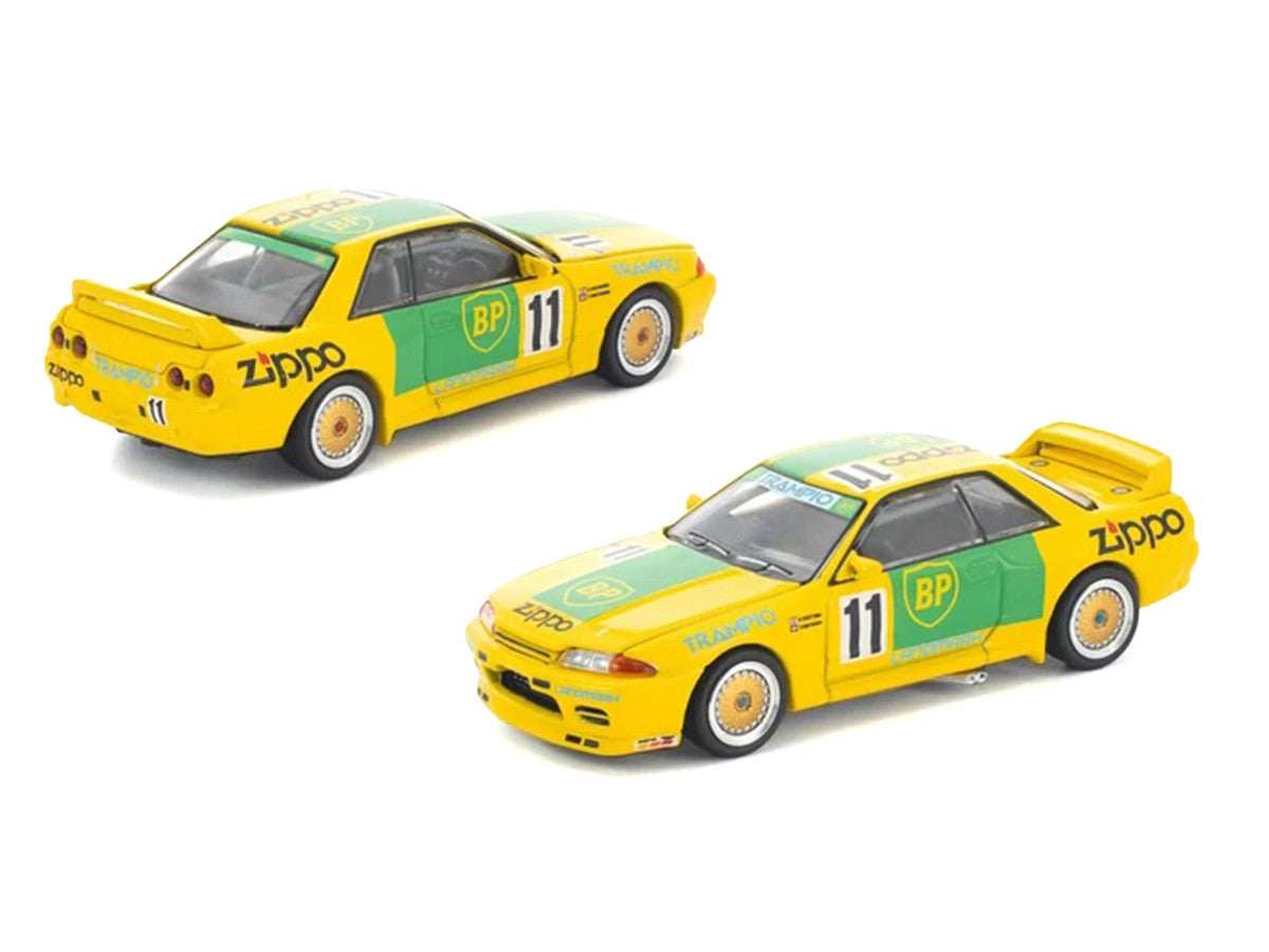 Skyline GT-R R32 RHD (Right Hand Drive) #11 Yellow with Green Graphics "Group A" (1993) 1/64 Diecast Model Car by Pop Race LuxuryLifeWay Online Store