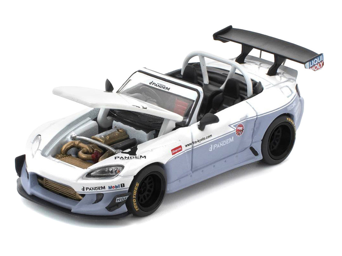 Honda Pandem S2000 RHD (Right Hand Drive) White and Blue Gray 1/64 Diecast Model Car by Pop Race LuxuryLifeWay Online Store