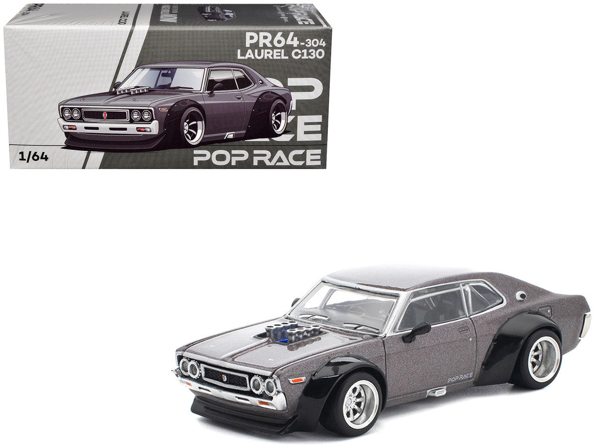 Datsun Laurel C130 RHD (Right Hand Drive) Gray Metallic 1/64 Diecast Model Car by Pop Race LuxuryLifeWay Online Store