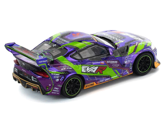 Toyota Pandem GR Supra RHD (Right Hand Drive) "EVA RT Test Type-01 GoodRide" Purple Metallic with Graphics 1/64 Diecast Model Car by Pop Race LuxuryLifeWay Online Store