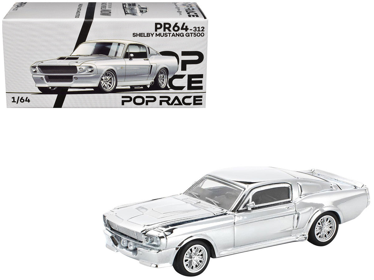 Shelby Mustang GT500 Silver Chrome 1/64 Diecast Model Car by Pop Race LuxuryLifeWay Online Store