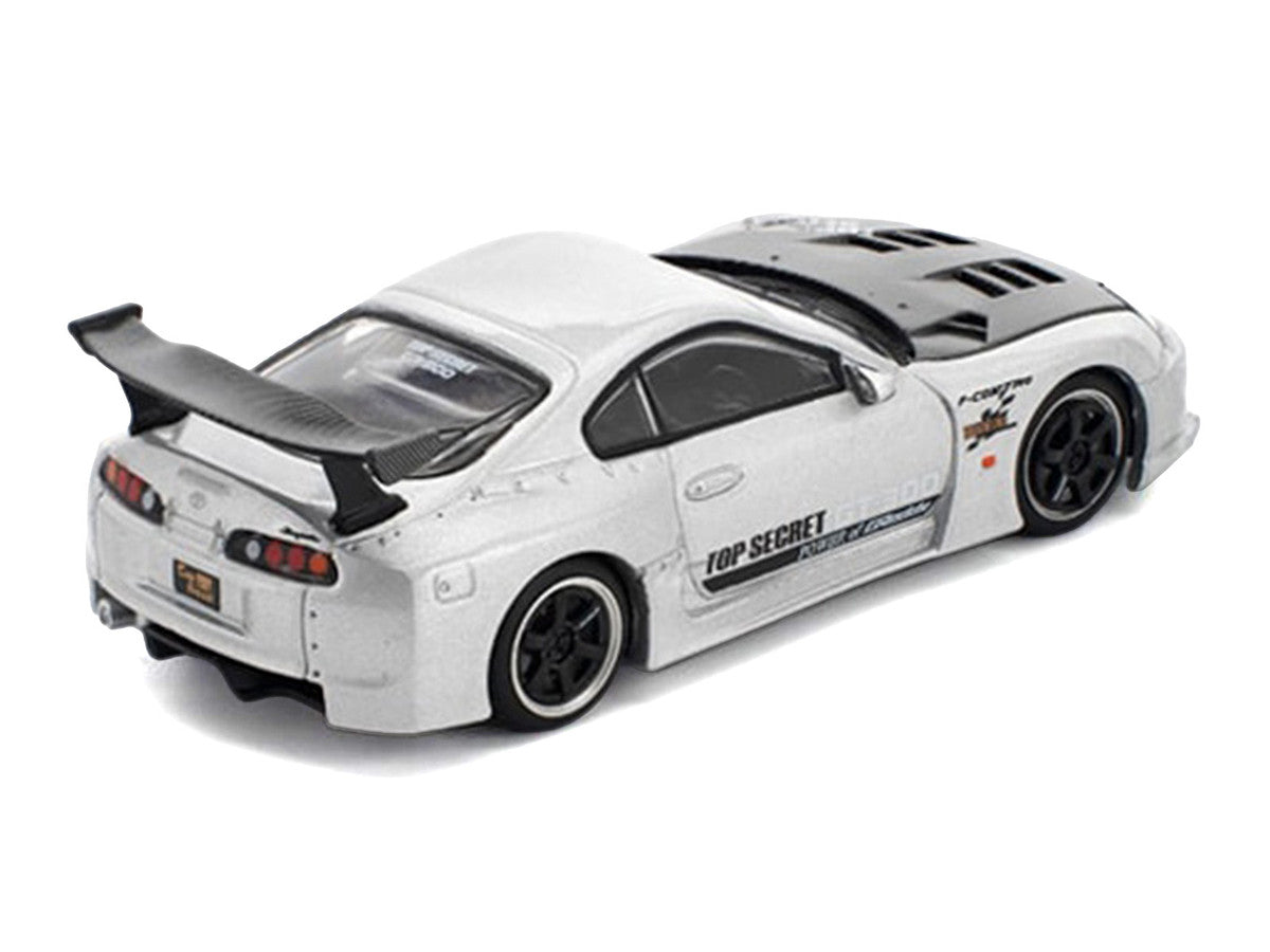 Toyota Supra "Top Secret" GT300 RHD (Right Hand Drive) Silver Metallic with Carbon Hood 1/64 Diecast Model Car by Pop Race LuxuryLifeWay Online Store