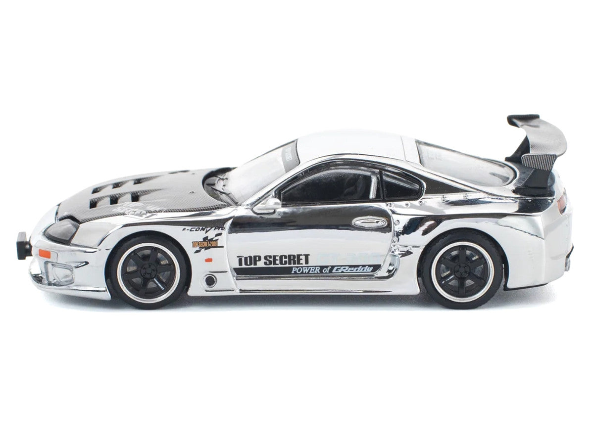 Toyota Supra "Top Secret" GT300 RHD (Right Hand Drive) Silver Chrome 1/64 Diecast Model Car by Pop Race LuxuryLifeWay Online Store