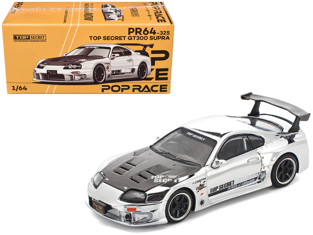 Toyota Supra "Top Secret" GT300 RHD (Right Hand Drive) Silver Chrome 1/64 Diecast Model Car by Pop Race LuxuryLifeWay Online Store
