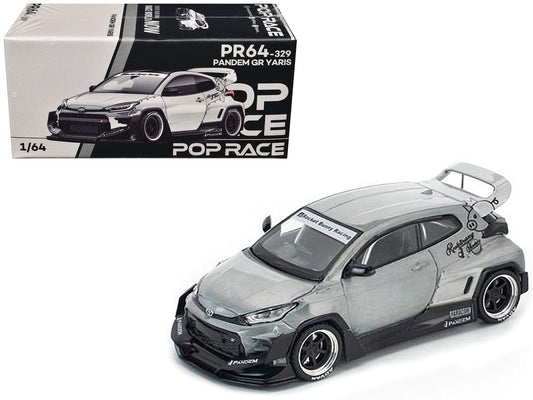 Toyota "Pandem" GR Yaris RHD (Right Hand Drive) Raw Metal 1/64 Diecast Model Car by Pop Race LuxuryLifeWay Online Store