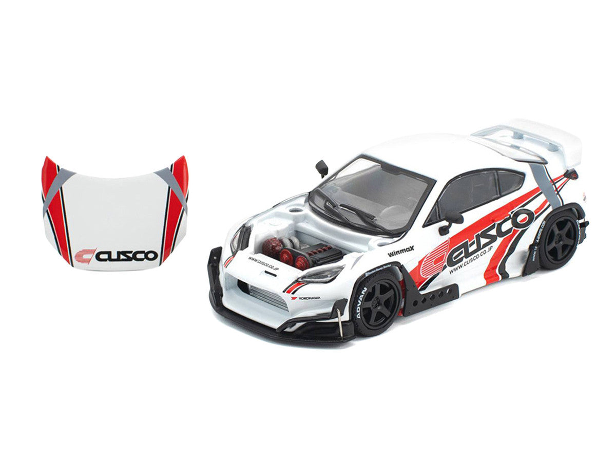 Toyota Pandem GR86 "Cusco" White with Racing Graphics 1/64 Diecast Model Car by Pop Race LuxuryLifeWay Online Store