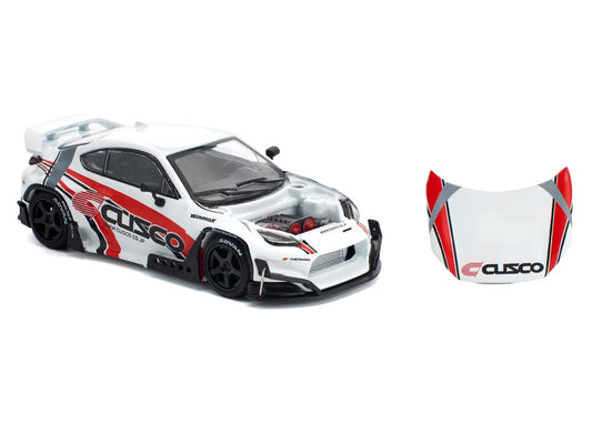 Toyota Pandem GR86 "Cusco" White with Racing Graphics 1/64 Diecast Model Car by Pop Race LuxuryLifeWay Online Store