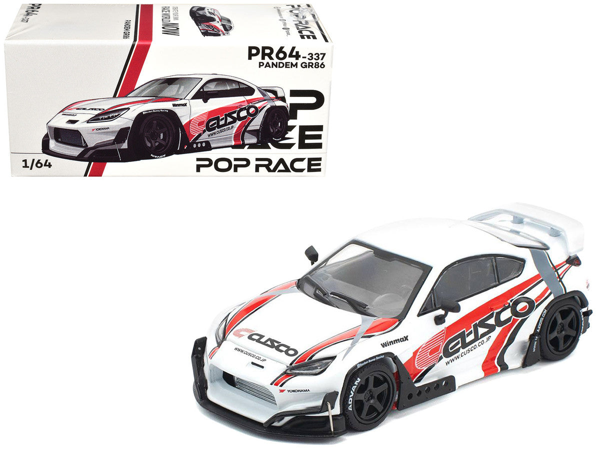 Toyota Pandem GR86 "Cusco" White with Racing Graphics 1/64 Diecast Model Car by Pop Race LuxuryLifeWay Online Store