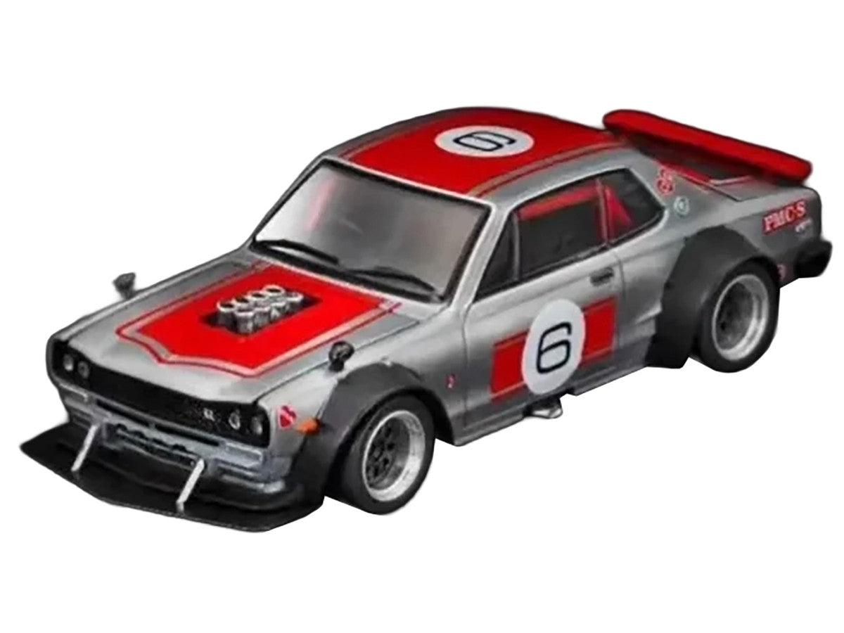Skyline GT-R V8 Drift "Hakosuka" RHD (Right Hand Drive) #6 Silver Metallic with Red Stripes "APA XPO 2025 Exclusive" 1/64 Diecast Model Car by Pop Race LuxuryLifeWay Online Store