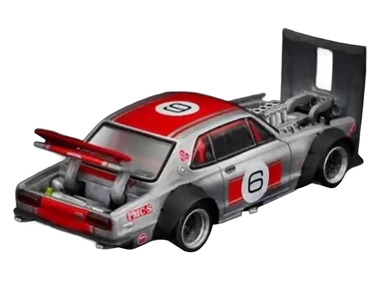 Skyline GT-R V8 Drift "Hakosuka" RHD (Right Hand Drive) #6 Silver Metallic with Red Stripes "APA XPO 2025 Exclusive" 1/64 Diecast Model Car by Pop Race LuxuryLifeWay Online Store