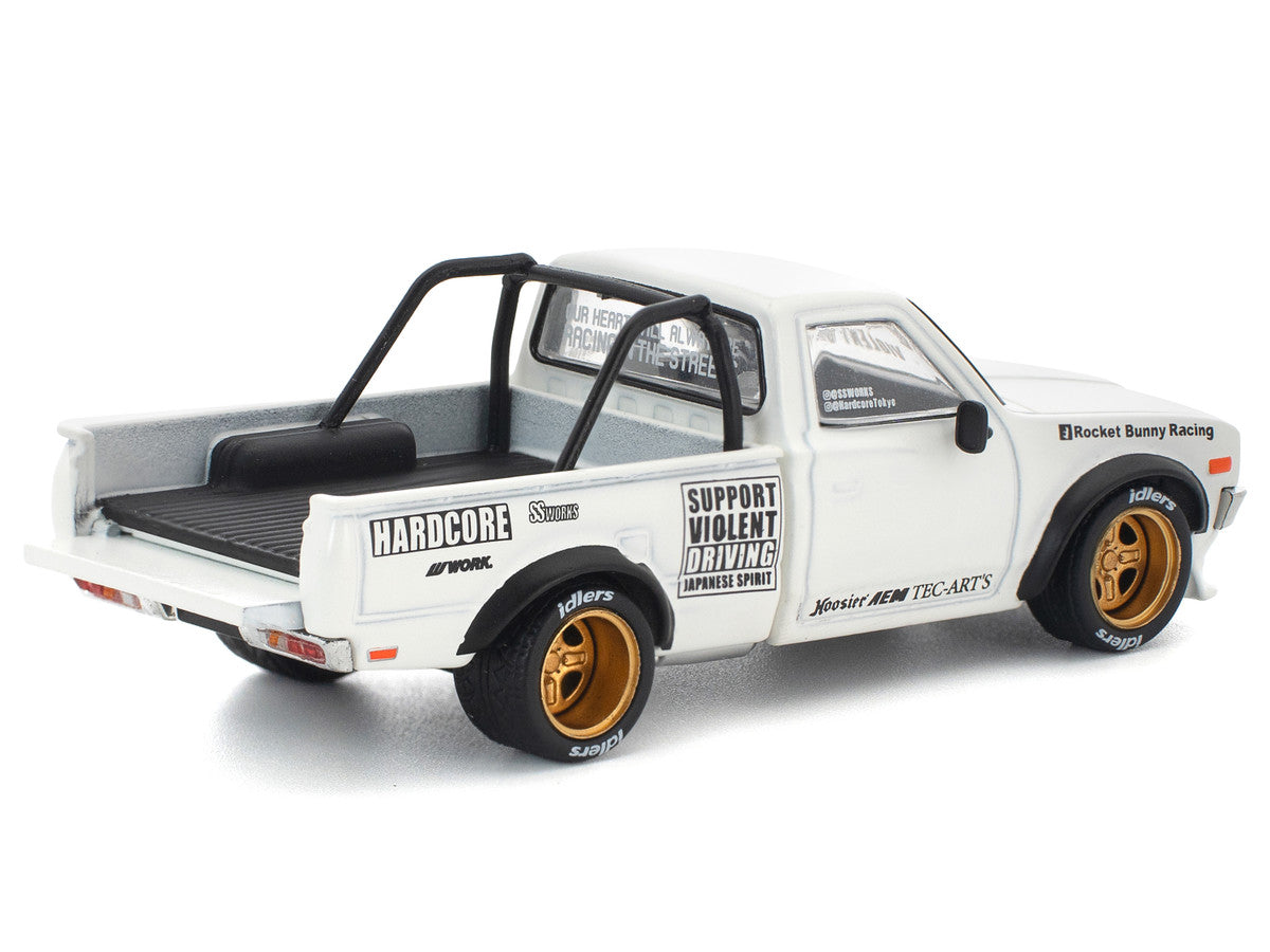 Datsun Pandem 620 Pickup Truck "Rocket Bunny Racing" White with Graphics 1/64 Diecast Model Car by Pop Race LuxuryLifeWay Online Store
