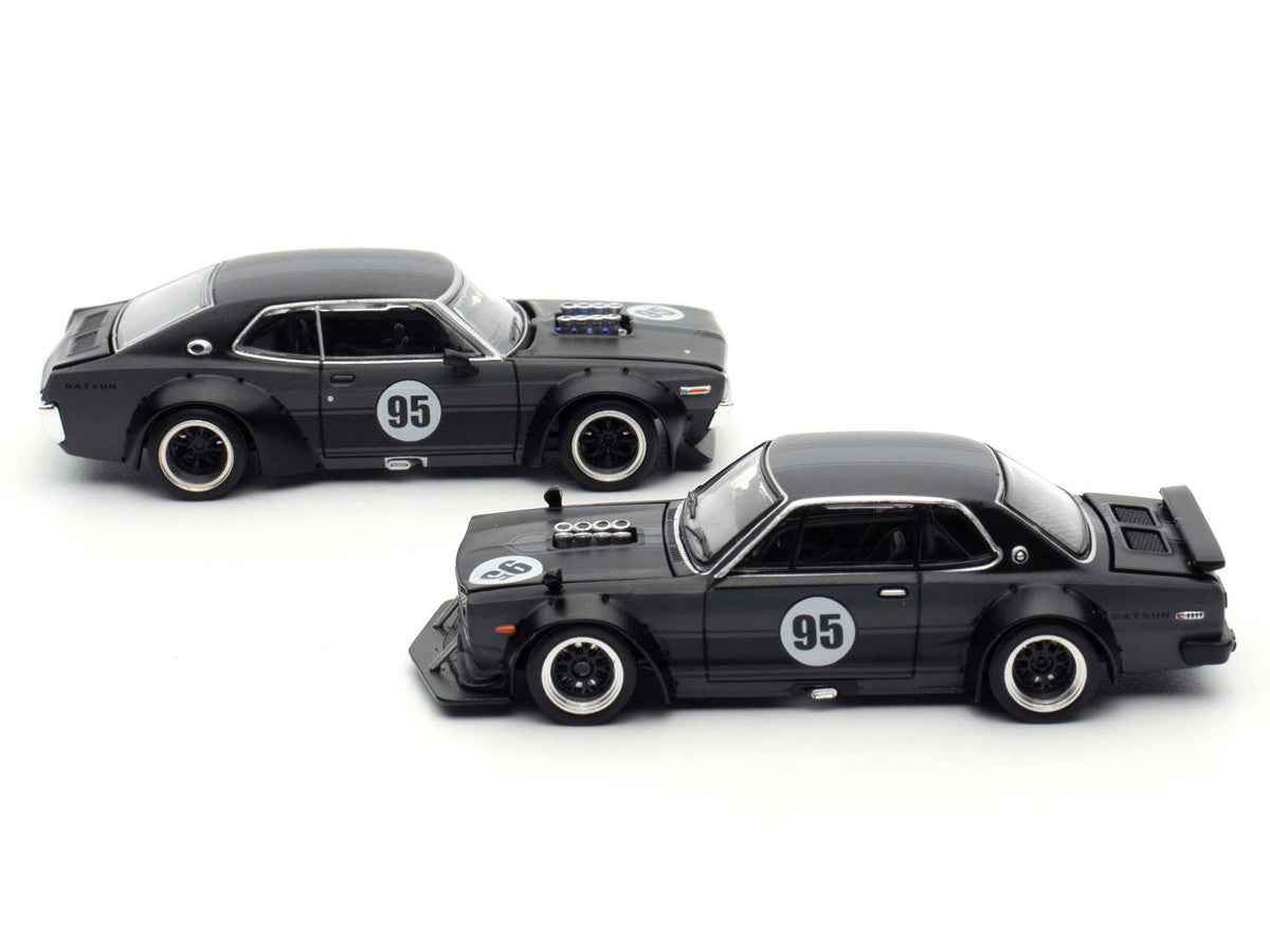 Skyline GT-R V8 Drift "Hakosuka" RHD (Right Hand Drive) #95 Black and Datsun Laurel C130 RHD (Right Hand Drive) Black 2 Car Box Set "Hong Kong Toycar Salon 2025" 1/64 Diecast Model Car by Pop Race LuxuryLifeWay Online Store
