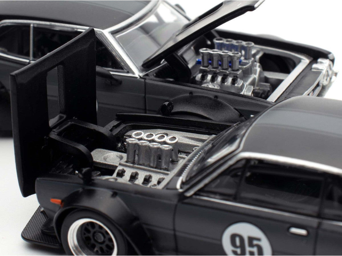 Skyline GT-R V8 Drift "Hakosuka" RHD (Right Hand Drive) #95 Black and Datsun Laurel C130 RHD (Right Hand Drive) Black 2 Car Box Set "Hong Kong Toycar Salon 2025" 1/64 Diecast Model Car by Pop Race LuxuryLifeWay Online Store