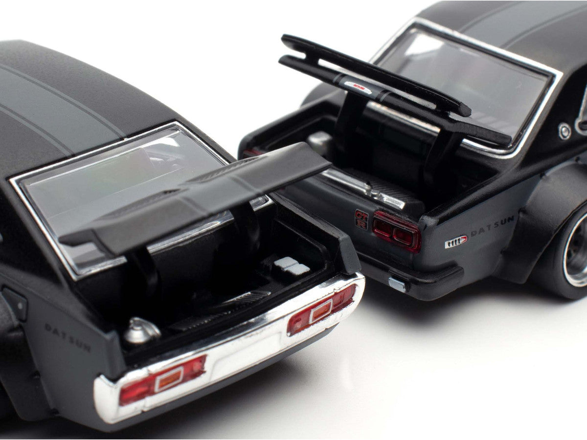 Skyline GT-R V8 Drift "Hakosuka" RHD (Right Hand Drive) #95 Black and Datsun Laurel C130 RHD (Right Hand Drive) Black 2 Car Box Set "Hong Kong Toycar Salon 2025" 1/64 Diecast Model Car by Pop Race LuxuryLifeWay Online Store