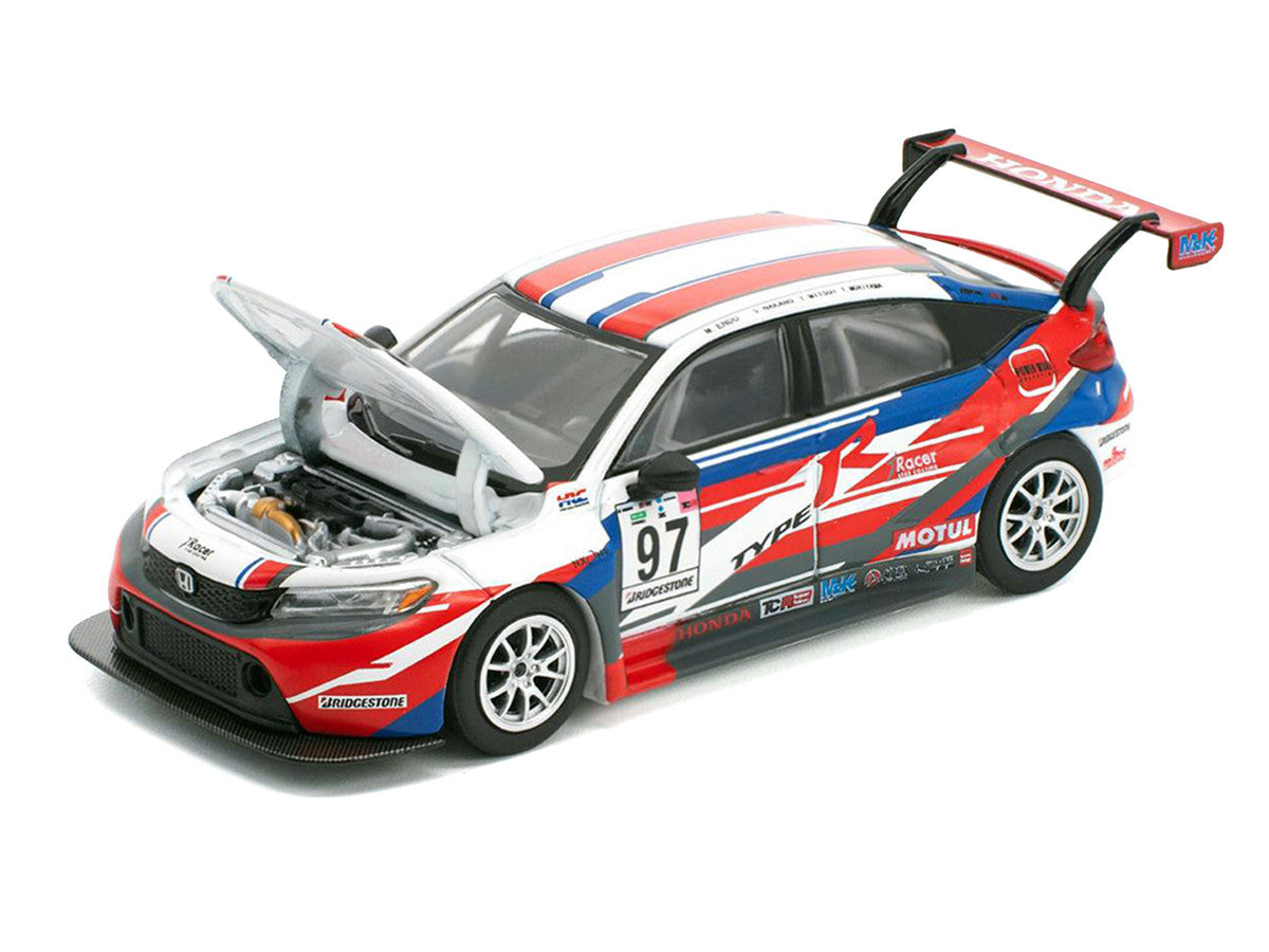 Honda Civic Type R TCR #97 "M&K Racing" White with Blue and Red Graphics 1/64 Diecast Model Car by Pop Race LuxuryLifeWay Online Store