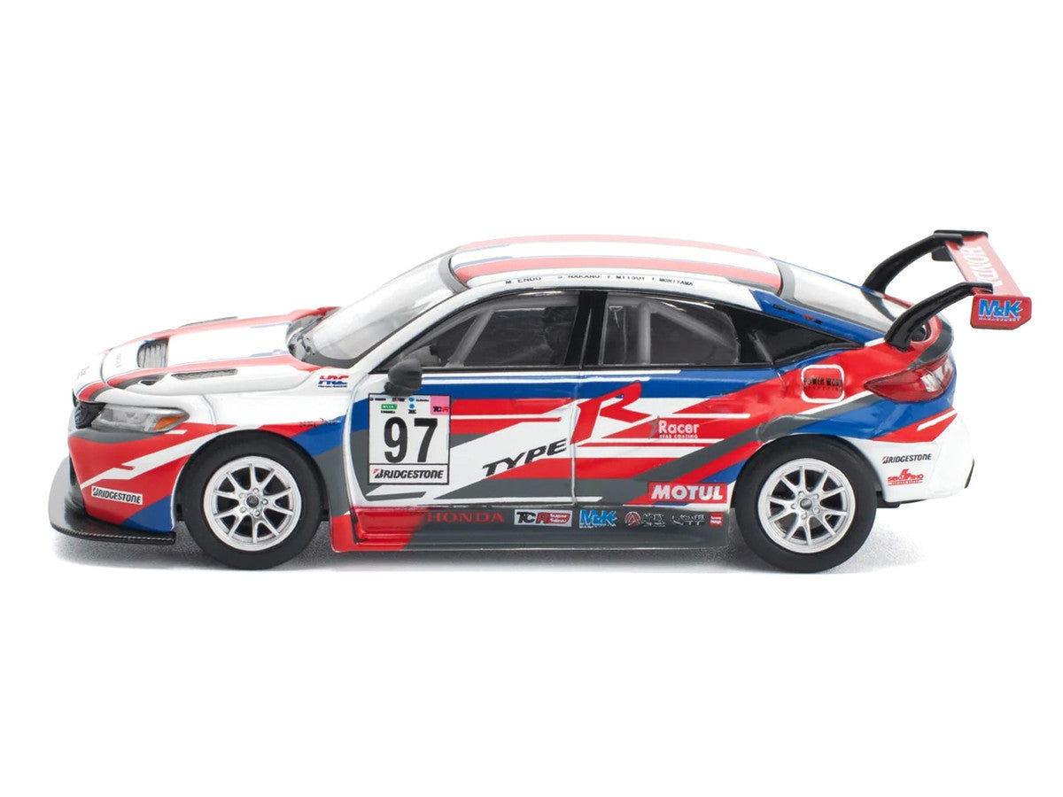 Honda Civic Type R TCR #97 "M&K Racing" White with Blue and Red Graphics 1/64 Diecast Model Car by Pop Race LuxuryLifeWay Online Store