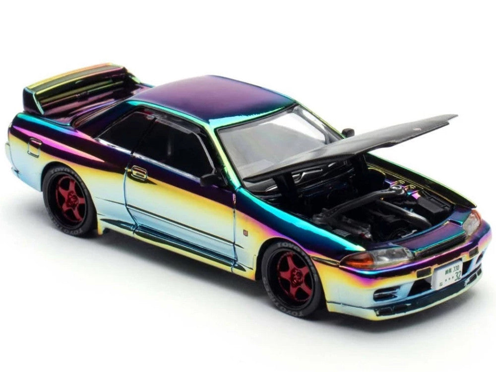 Skyline GT-R (BNR32) RHD (Right Hand Drive) Chameleon Chrome with Carbon Hood "APA XPO 2025 Exclusive 1/64 Diecast Model Car by Pop Race LuxuryLifeWay Online Store