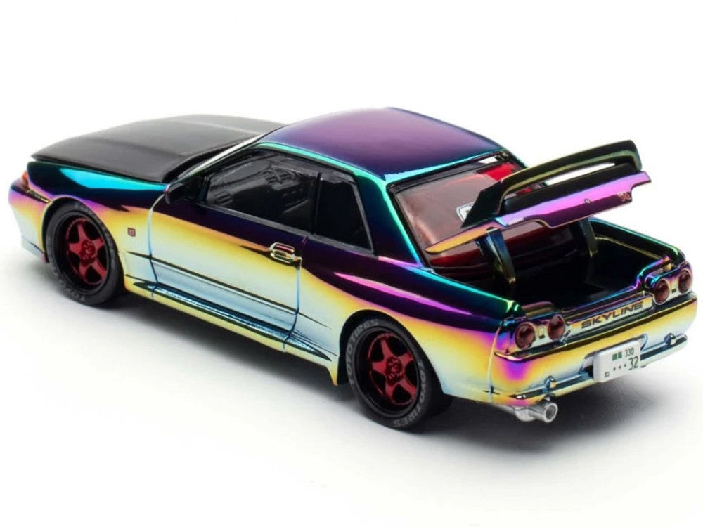 Skyline GT-R (BNR32) RHD (Right Hand Drive) Chameleon Chrome with Carbon Hood "APA XPO 2025 Exclusive 1/64 Diecast Model Car by Pop Race LuxuryLifeWay Online Store