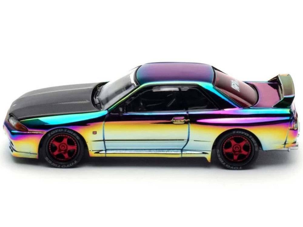 Skyline GT-R (BNR32) RHD (Right Hand Drive) Chameleon Chrome with Carbon Hood "APA XPO 2025 Exclusive 1/64 Diecast Model Car by Pop Race LuxuryLifeWay Online Store