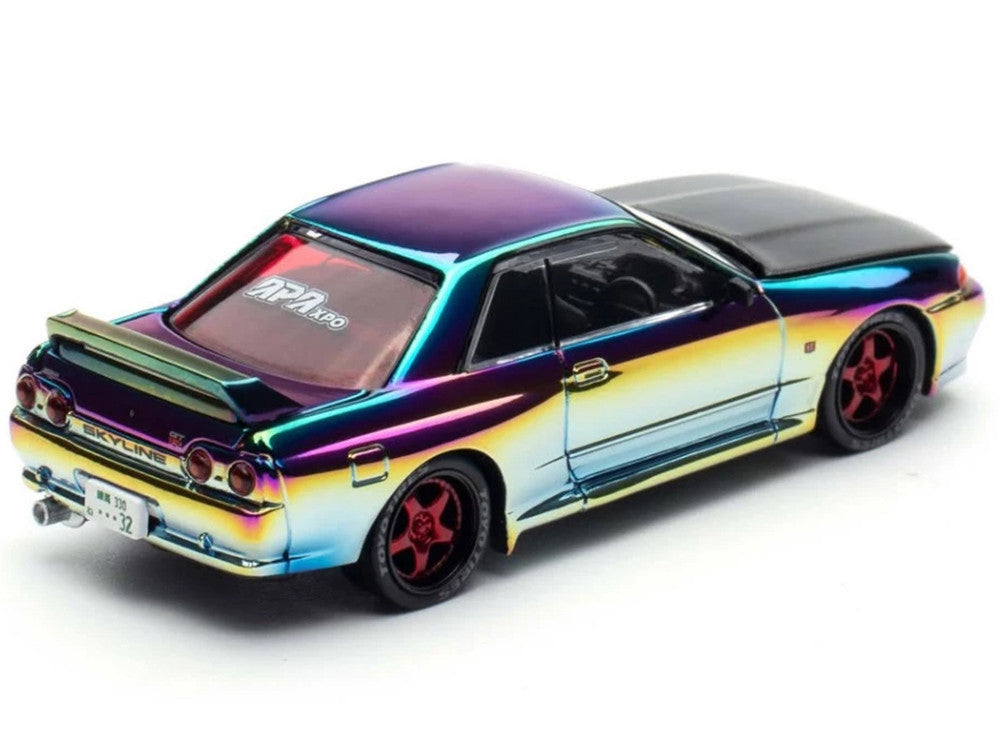 Skyline GT-R (BNR32) RHD (Right Hand Drive) Chameleon Chrome with Carbon Hood "APA XPO 2025 Exclusive 1/64 Diecast Model Car by Pop Race LuxuryLifeWay Online Store