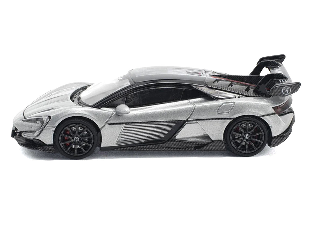 Yangwang U9 Silver Metallic with Black Top and Stripes 1/64 Diecast Model Car by Pop Race LuxuryLifeWay Online Store