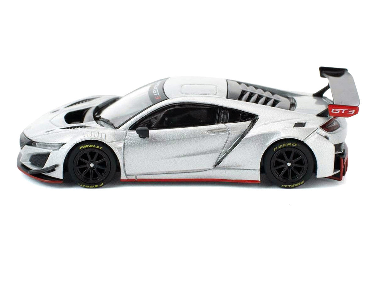Honda NSX GT3 EVO22 Silver Metallic "Brazilian Event Exclusive" 1/64 Diecast Model Car by Pop Race LuxuryLifeWay Online Store