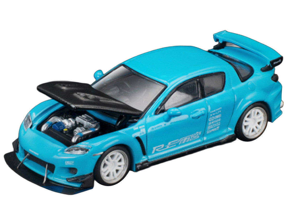 Mazda RX8 RE Amemiya RHD (Right Hand Drive) Light Blue with Carbon Hood "Tokyo Auto Salon 2026" 1/64 Diecast Model Car by Pop Race LuxuryLifeWay Online Store
