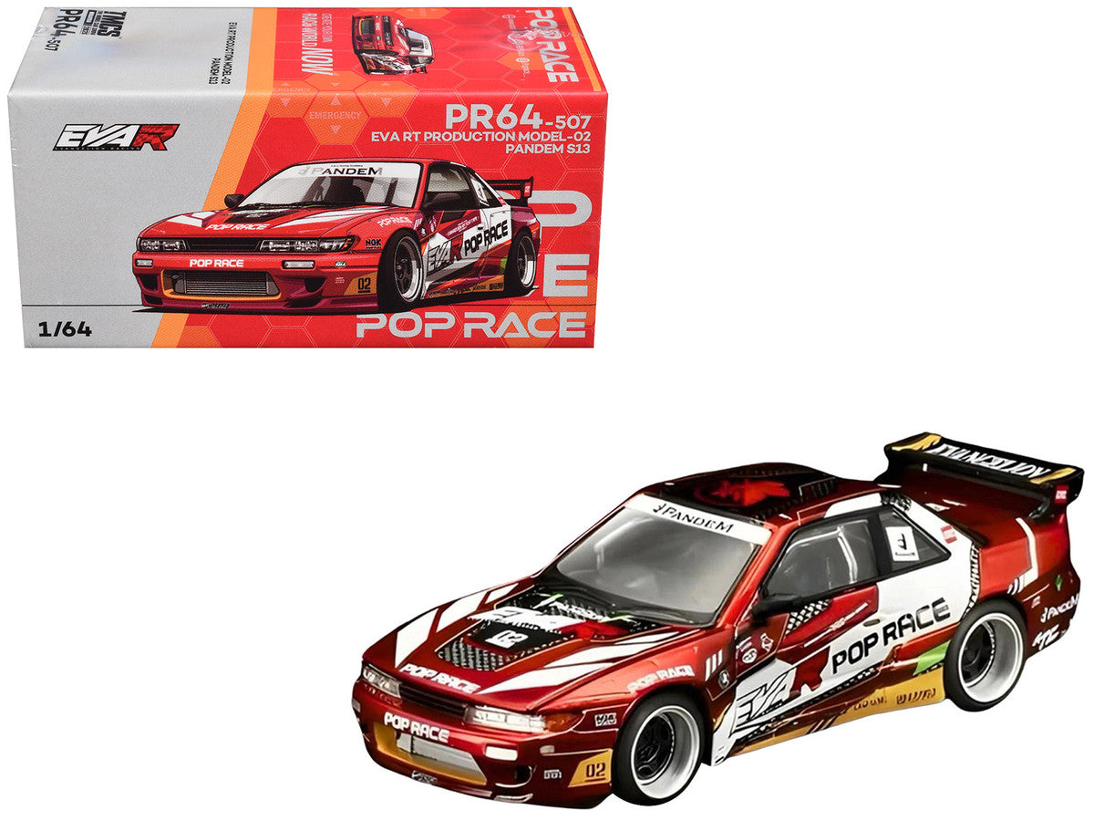 Pandem S13 RHD (Right Hand Drive) "EVA RT Production Model-02" Red Metallic with Graphics 1/64 Diecast Model Car by Pop Race LuxuryLifeWay Online Store