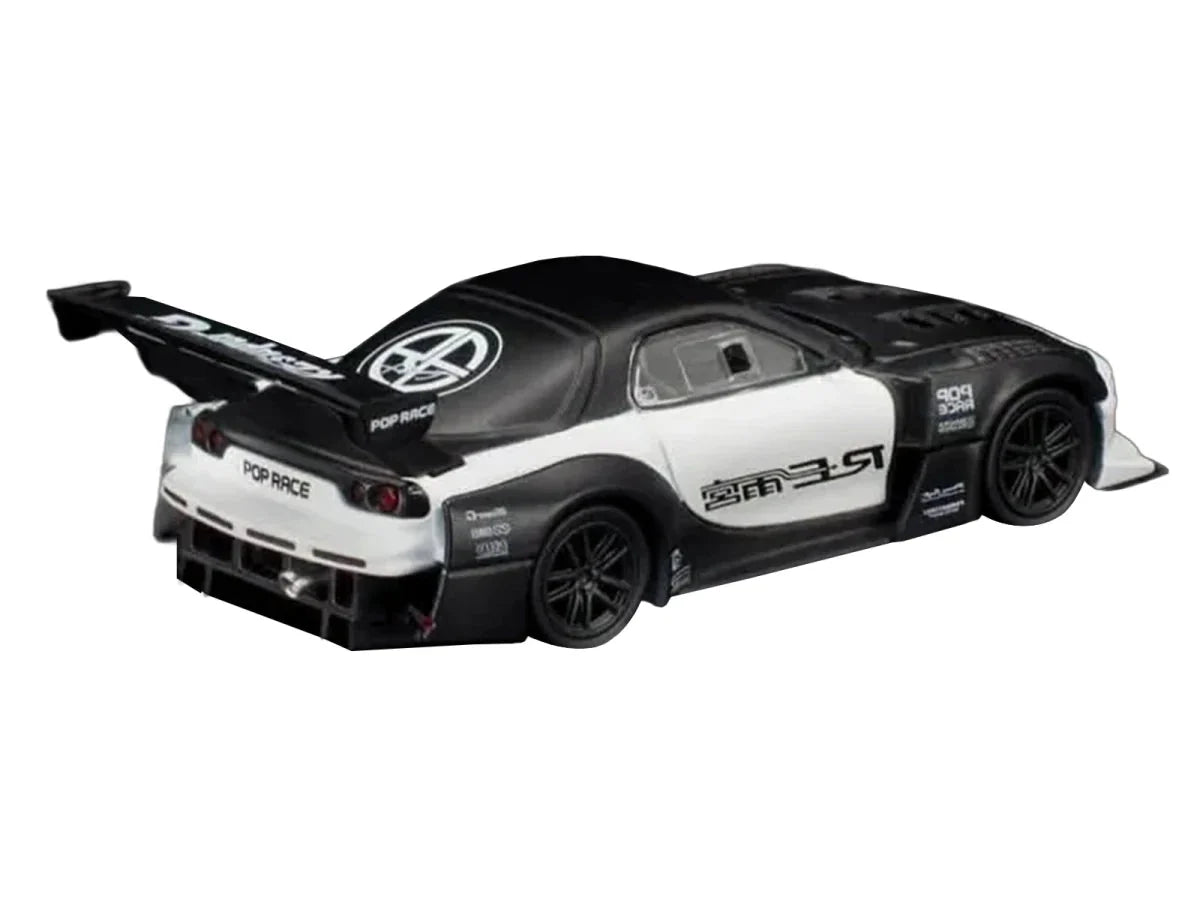 Mazda RX-7 "RE Super G Time Attack" RHD (Right Hand Drive) Black and White "The Model Car Show Malaysia 2026" 1/64 Diecast Model Car by Pop Race LuxuryLifeWay Online Store