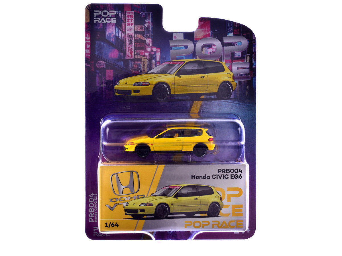 Honda Civic EG6 RHD (Right Hand Drive) Yellow "Vancouver 2026 Event Edition" 1/64 Diecast Model Car by Pop Race LuxuryLifeWay Online Store