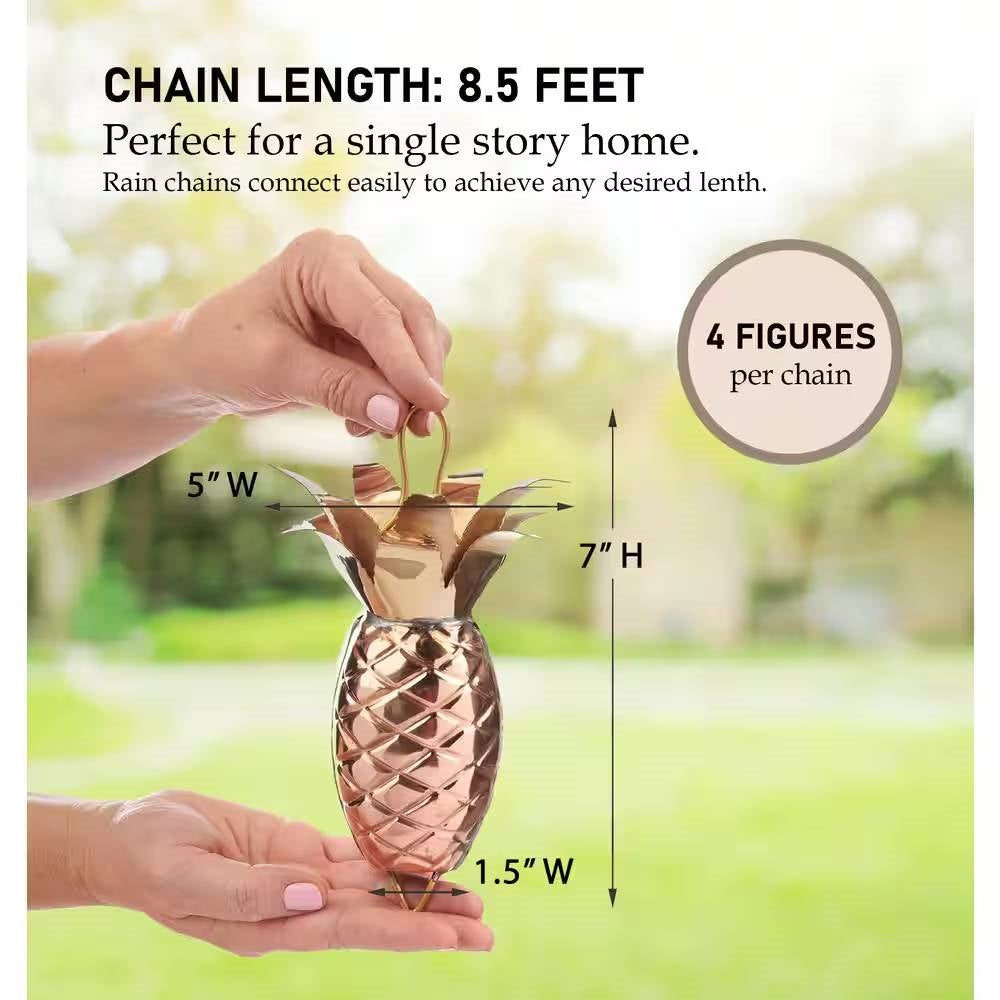 8.5 Ft. Copper Pineapple Rain Chain Gutter Downspout - Basin Not Included LuxuryLifeWay Online Store