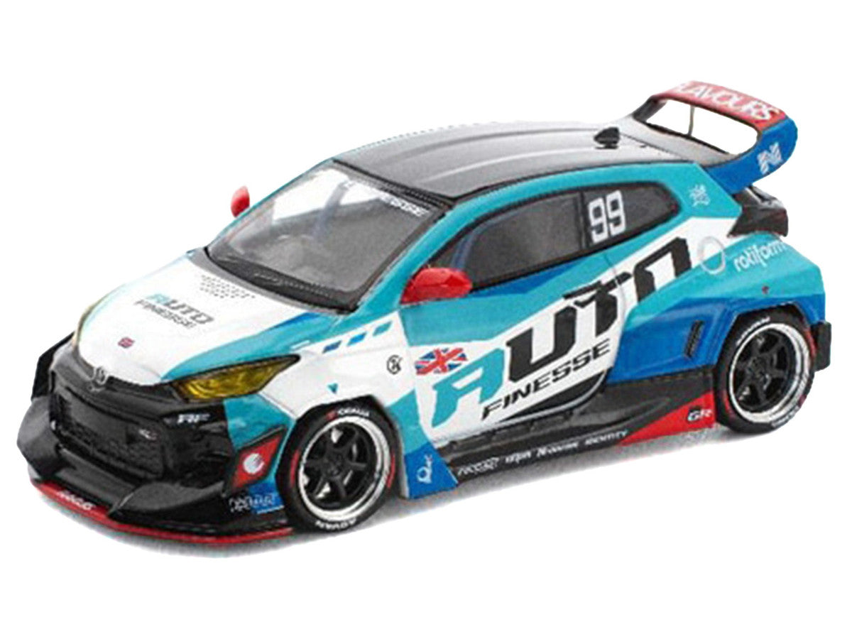 Pandem GR Yaris RHD (Right Hand Drive) #99 "Auto Finesse" Blue and White with Graphics "Enigma Exclusive Edition" 1/64 Diecast Model Car by Pop Race LuxuryLifeWay Online Store