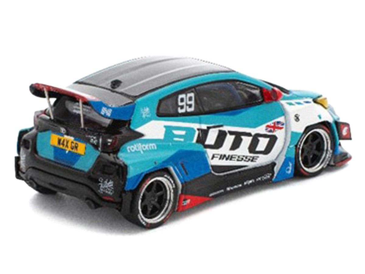 Pandem GR Yaris RHD (Right Hand Drive) #99 "Auto Finesse" Blue and White with Graphics "Enigma Exclusive Edition" 1/64 Diecast Model Car by Pop Race LuxuryLifeWay Online Store