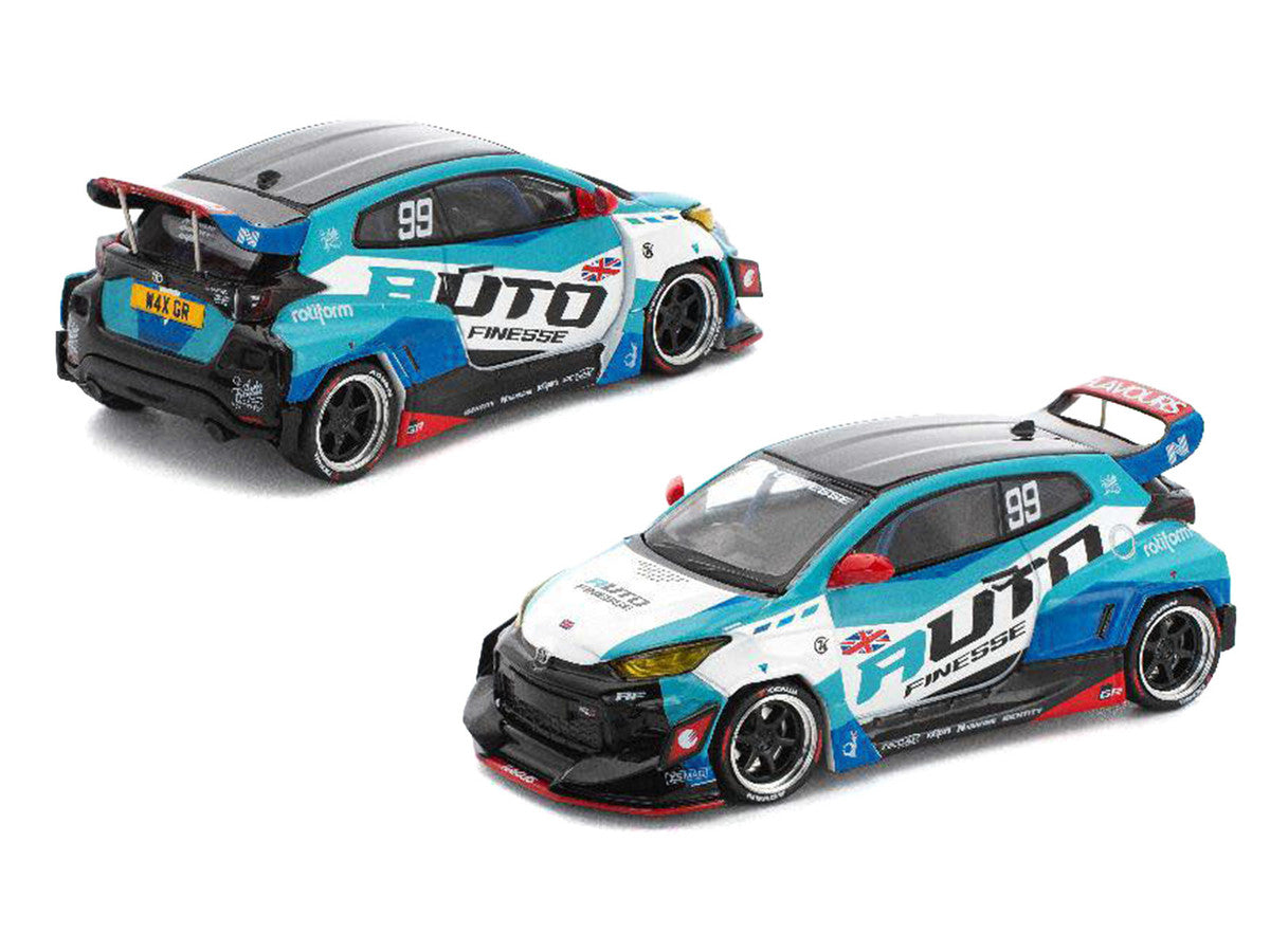Pandem GR Yaris RHD (Right Hand Drive) #99 "Auto Finesse" Blue and White with Graphics "Enigma Exclusive Edition" 1/64 Diecast Model Car by Pop Race LuxuryLifeWay Online Store