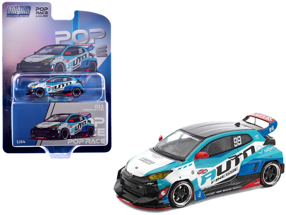 Pandem GR Yaris RHD (Right Hand Drive) #99 "Auto Finesse" Blue and White with Graphics "Enigma Exclusive Edition" 1/64 Diecast Model Car by Pop Race LuxuryLifeWay Online Store