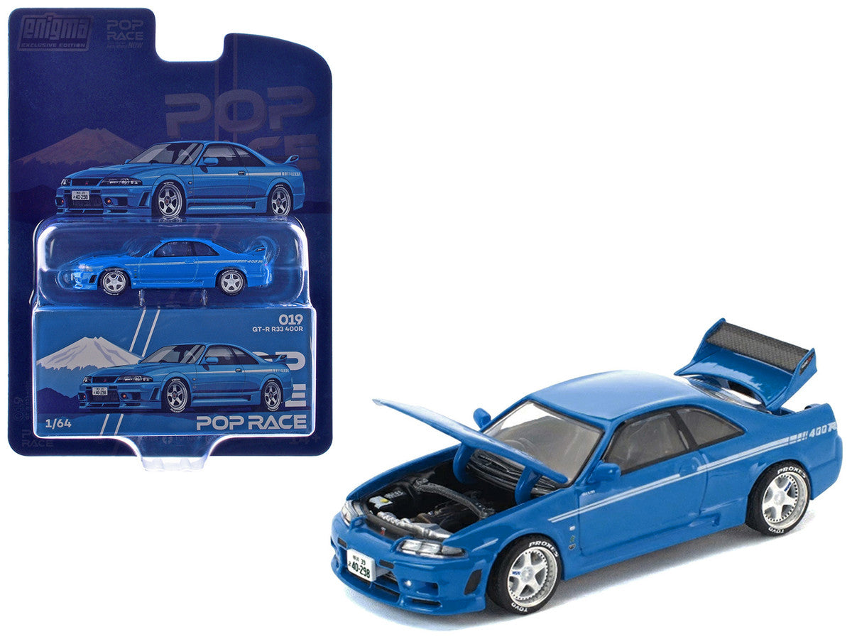 GT-R R33 400R RHD (Right Hand Drive) Champion Blue with White Stripes "Enigma Exclusive Edition" 1/64 Die Cast Model Car by Pop Race LuxuryLifeWay Online Store