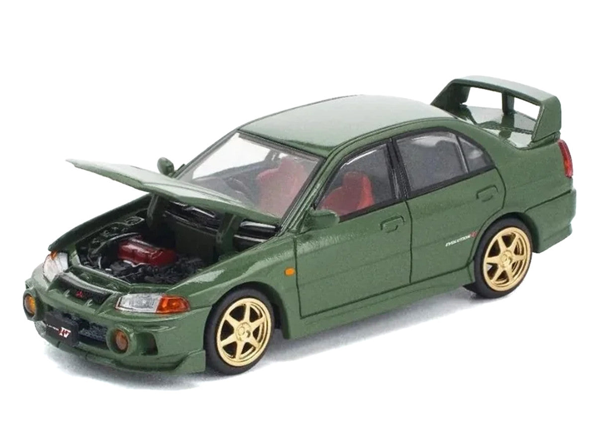 Mitsubishi Lancer Evolution IV RHD (Right Hand Drive) Green with Red Interior and Gold Wheels "Enigma Exclusive Edition" 1/64 Diecast Model Car by Pop Race LuxuryLifeWay Online Store