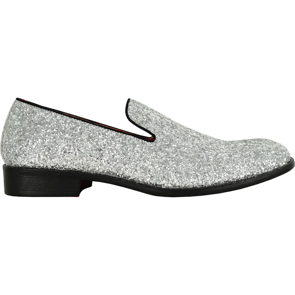 BRAVO Men Dress Shoe PROM-8 Loafer Shoe for Prom & Wedding Silver LuxuryLifeWay Online Store