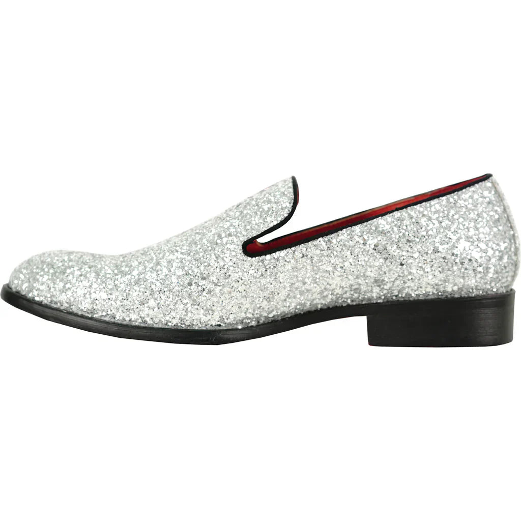 BRAVO Men Dress Shoe PROM-8 Loafer Shoe for Prom & Wedding Silver LuxuryLifeWay Online Store